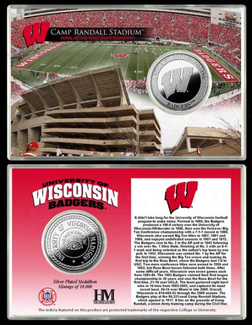 Wisconsin Badgers Camp Randall Stadium Silver Coin Caard