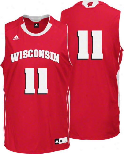 Wisconsun Badgers Red Adidas #11 Replica Basketball Jersey