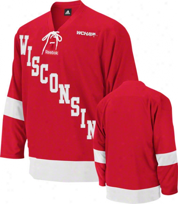 Wisconsin Badgers Reebok Red Premier Hockey Jersey