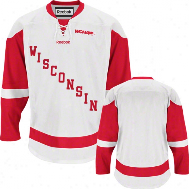 Wisconsin Badgers Reebok White Premier Hockey Jersey