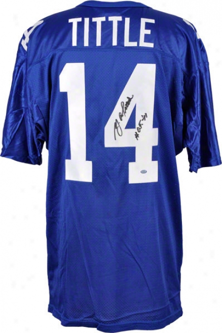 Y.a. Tittle Autographed Jersey  Details: New York Giants, Wilson, Hof Inscription