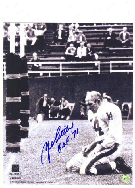 Y.a. Tittle Autographed New York Giants 16x20 Photo Inscribed &quothof '71quot