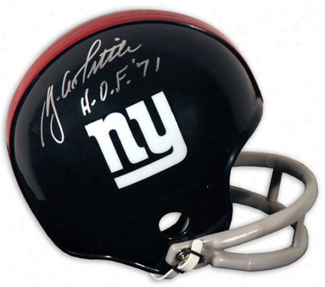 Y.a. Tittle Novel York Giants Autographed Mini Helmet Through  Hof 71 Inscription