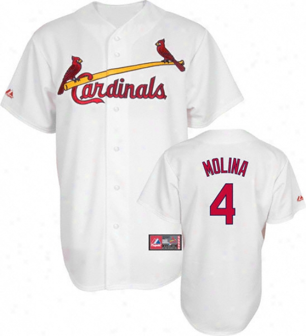 Yadier Moliha Jersey: Adult Splendid Home White Replica #4 St. Louis Cardinals Jersey