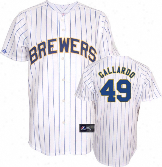 Yovani Gallardo Jersey: Adult Majestic Alternate Pnistripe Replica #49 Milwaukee Brewers Jersey