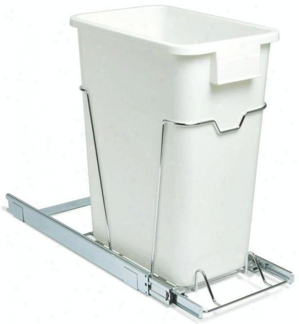 "19"" Sliding Organizer With 9 Gallon Waste Bin - 19.25""hx9.5""w, White"