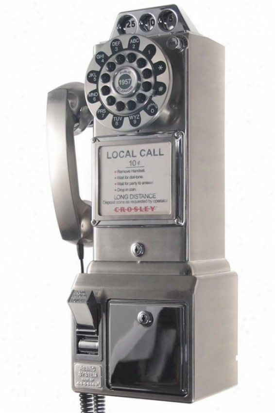 "1950's Be profitable Phone - 18.25""hx9""w, Silver Chrome"