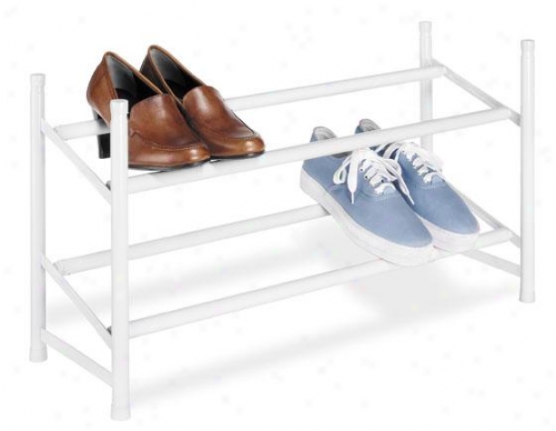 "2-tier Expad/stack Shoe Rack - 14""hx25""wx9xd, White"