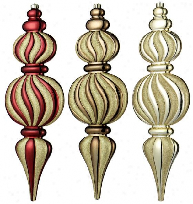"24""h Finial Ornament - Decline Of 3 - 24hx1.15wx3.29, Brgndy/gld/chcl"