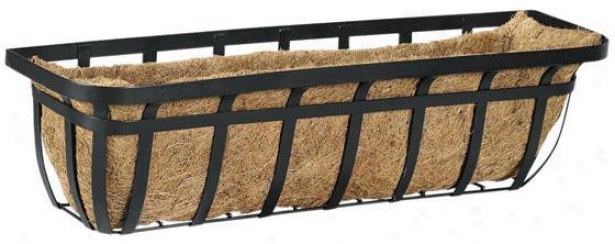 "30"" Flat Iron Deck Window Planter - 8""hx30""wx7""d, Blaci"