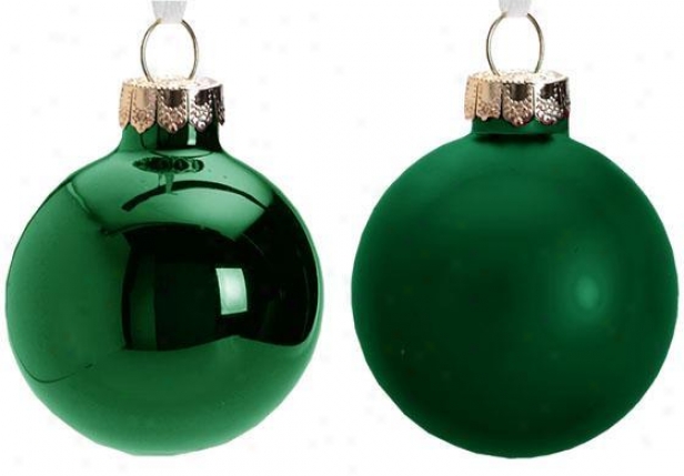 "3.5"" Glass Ornaments - Set Of 8 - Set Of Eight, Green"