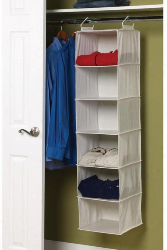 "6-shef Sweater Organizer - 50""hx12""w, Ivory"