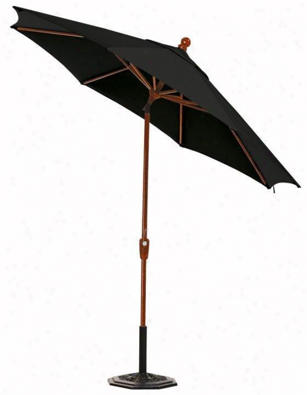 7.5' Auto-crank Tilt Exterior Sun Market Umbrella - Woodgrain, Black