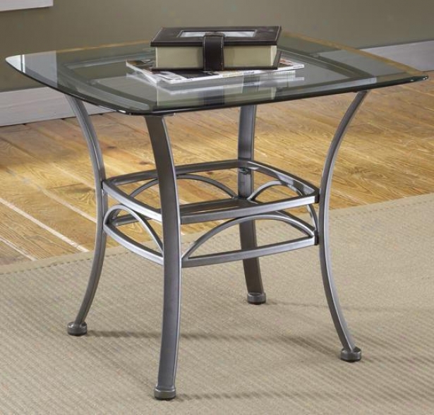 Abbington Square Side End Synopsis - Glass Top, Dark Pewter