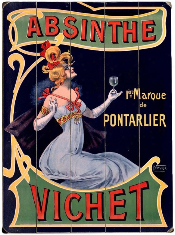 "absinthe Vichet Wine Wooden Sign - 20""hx14""w, Black"