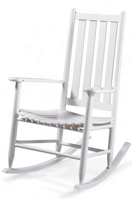 Adult Classic Rocking Chzir With Slat Seat - Slatted, White