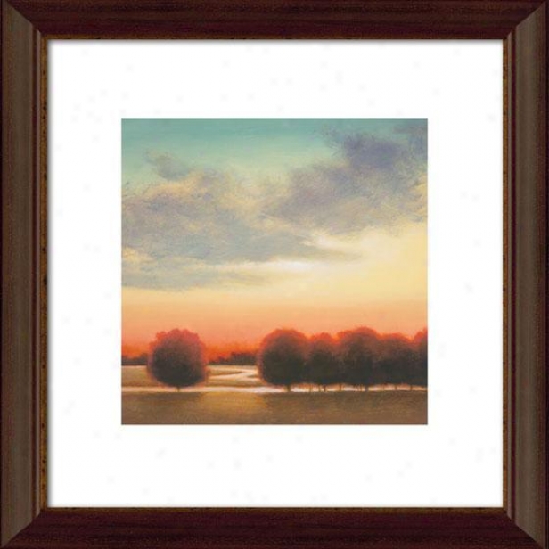 Afternoon Meadow Ii Framed Wall Art - Ii, Mtd Atq Wln/gld