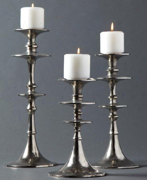 Aladdin Candlesticks - Set Of 3 - Set Of Three, Silver