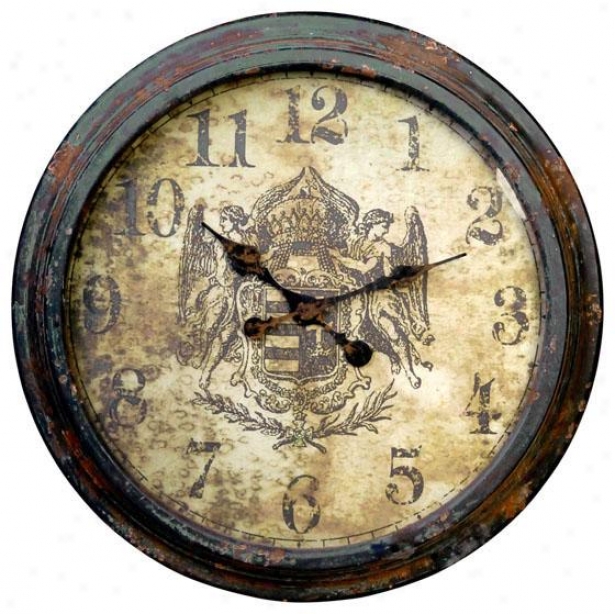 "albertine Wall Clock - 25 X 3"", Distressed Grn"