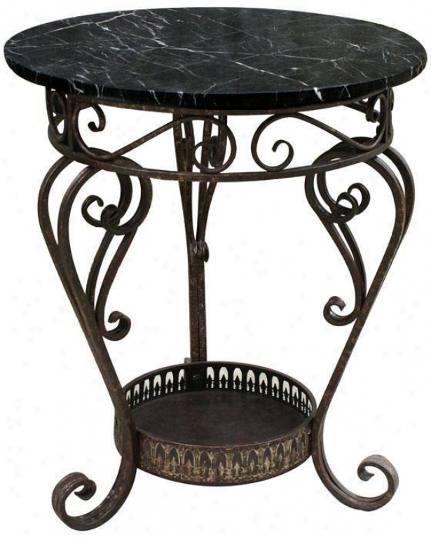 Alexander Marble Top Occasional Table - Round, Black