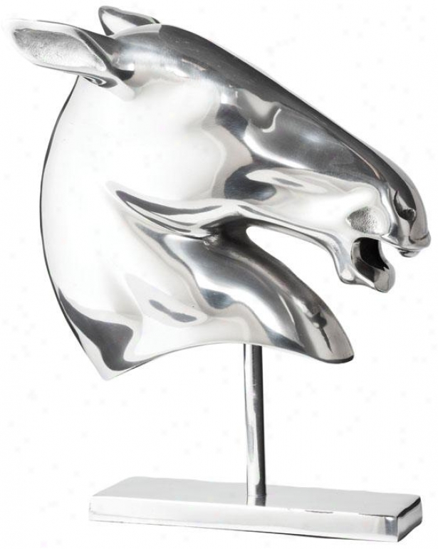 Aluminum Steed Head - 11hx9wx6d, Silver