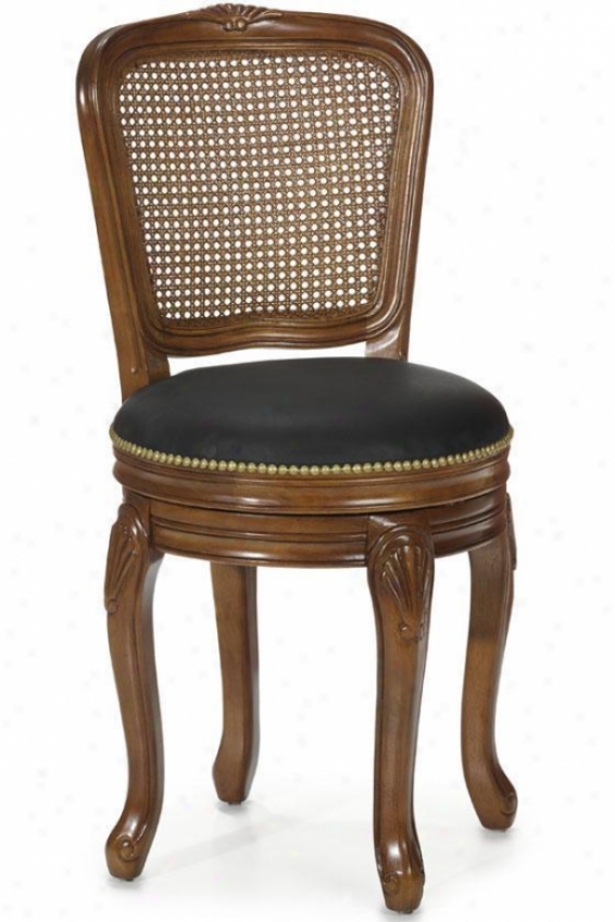 "amboise Hand-carved 18""w Side Chair - Black Lthr/cane, Tan"