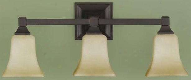 American Foursquare Vanity Fixture - Three Light, Oil Rub Bronze