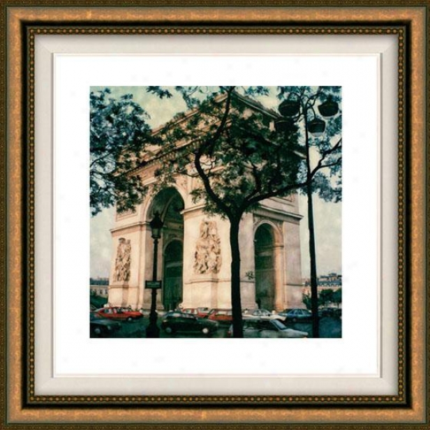 "arc De Triomphe Framed Wall Art - 32""hx32""w, Floated Gold"