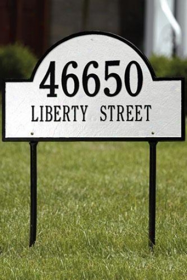 Arch Two-line Ensign Lawn Address Plaque - Standard/2 Line, Happy