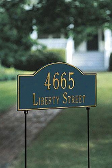 Arch Two-line Two-sided Standard Lawn Address Plaque - Stnd Arch/2line, Navy Blue