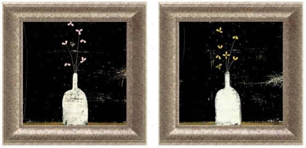 Arctic Flowers Framed Wall Art - Set Of 2 - Set Of Two, Black