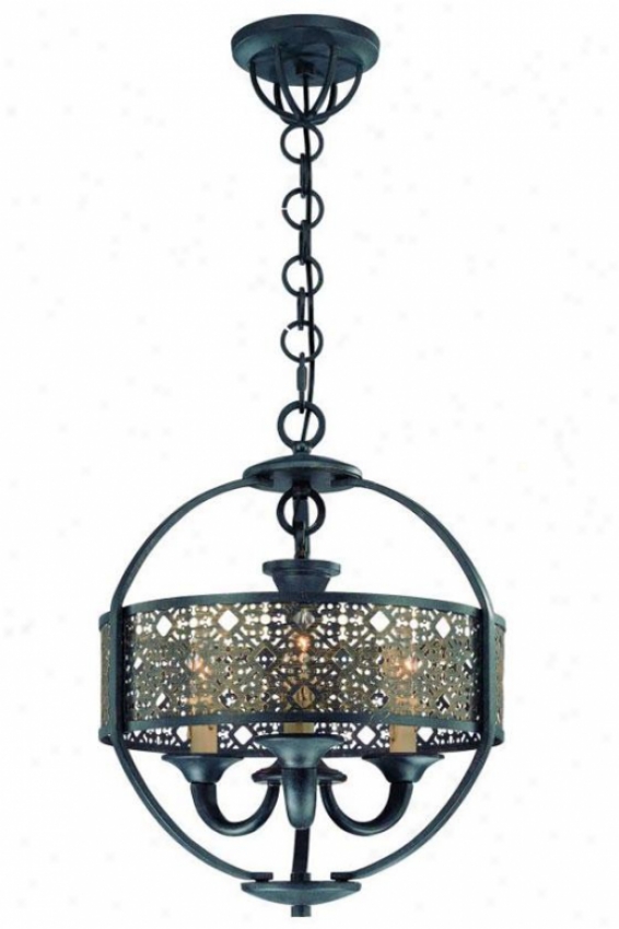 Armory Chandelier - Three Light, Of great age Bronze