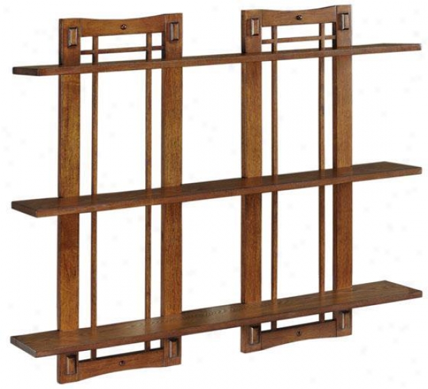 Artisan Double Open-panel Wall Shelf - Double 3-shelf, Brown