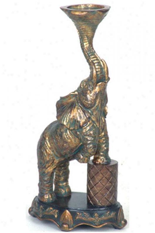 "asian Influence Elephant Candleholder - 18""hx8""w, Gray"