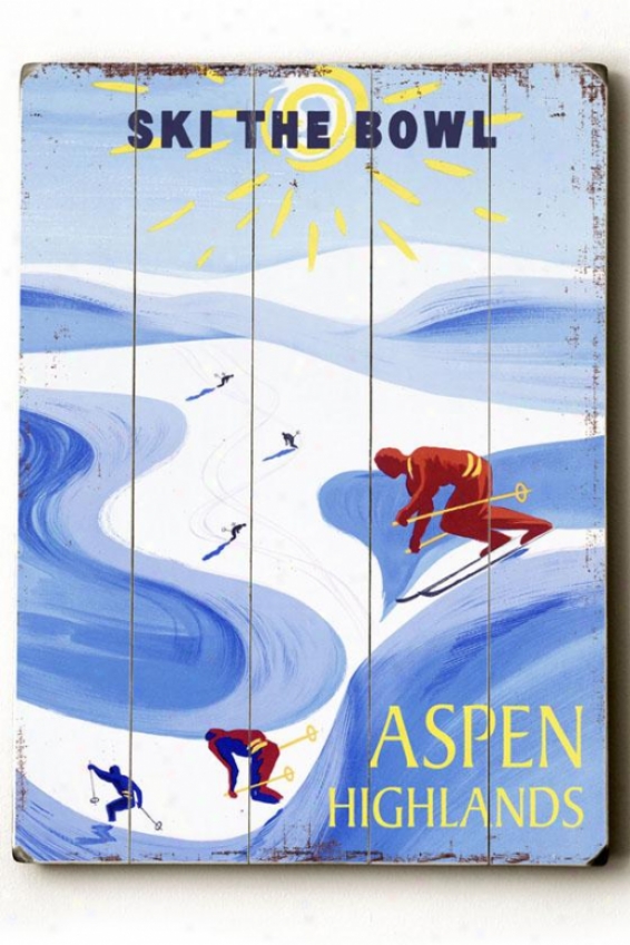 "aspen Highlands Wooden Sign - 20""h X 14""w, Blue"