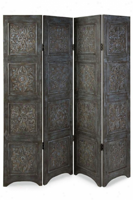 "atticus Distressed Floor Screen - 71""h X 63""w, Gray"