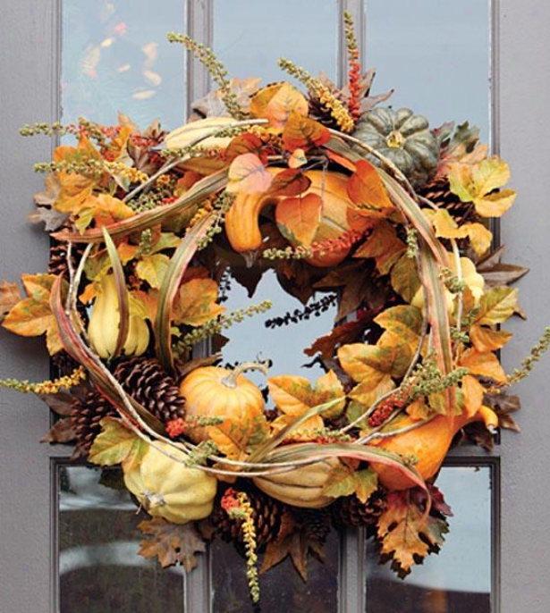 "autumn Gathering Wreath - Wreathh 24""d, Orange"