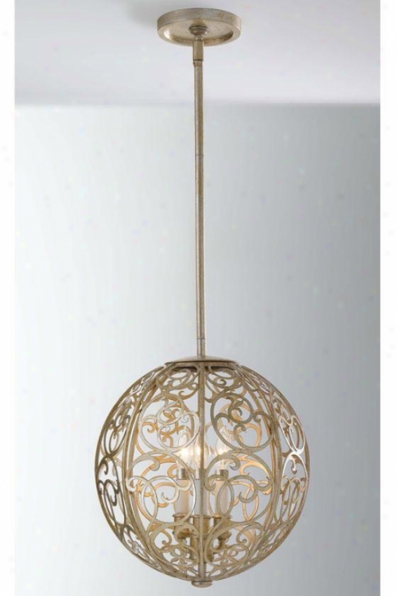 Ava Pendant - Three Light, Slv Leaf Patina