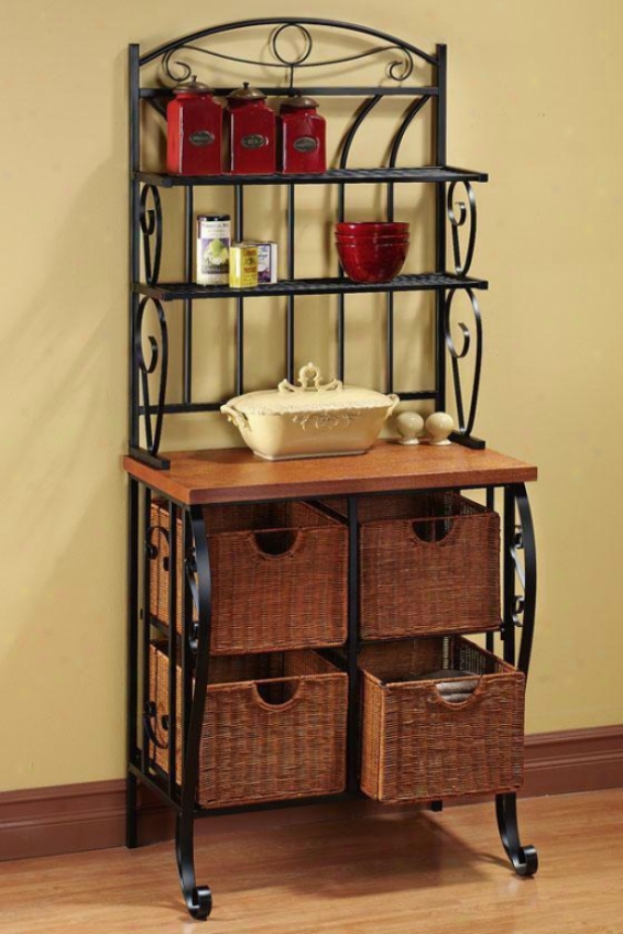 "baker's Rack With Storage Baskets - 65.5""hx28""w, Black"