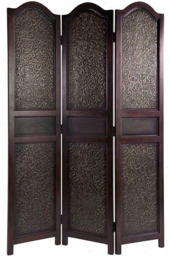 "barbazon Floor Screen - 70.75""h X 47.5w, Dark Stained Wd"