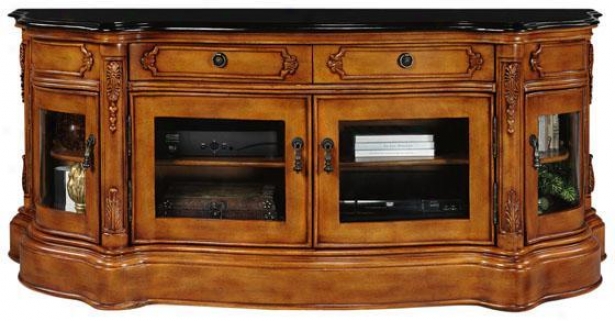 Baymont Wide-screen Tv Cabinet - Glass Doors, Oak