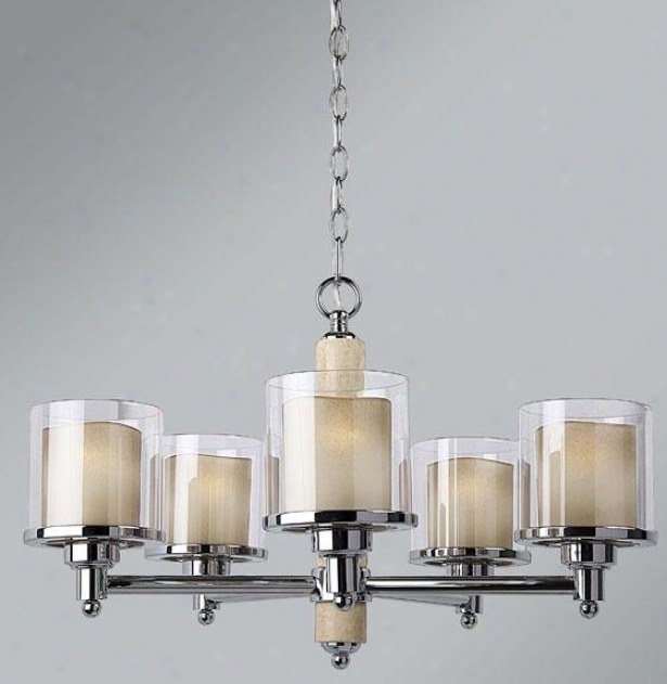 Bella Chandelier - Five Porous, Silver Chrome