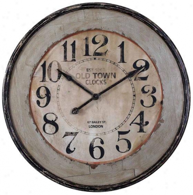 "bellefonte Wall Clock - 40 X 40 X 2""d, Antq Ivory/blck"