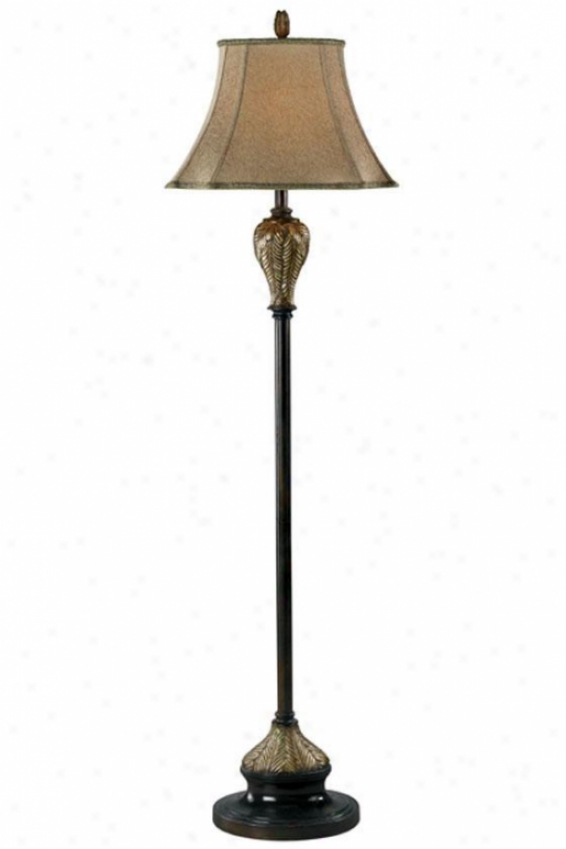 Bermud Floor Lamp - Gold Prnt Fabrc, Brown