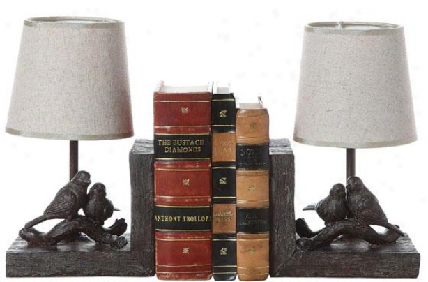 "bird Lamp Bookends - Set Of 2 - 10""hx12.5""wx5""d, Brown"