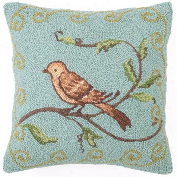 "bird Watcher Pillow - 16""hx16""wx2.5""d, Blue"