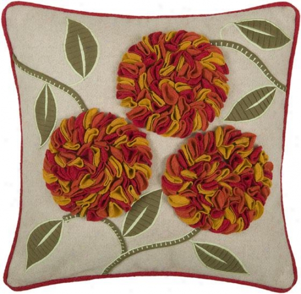 Blythe Pillow - 18hx18w, Beige/paprika