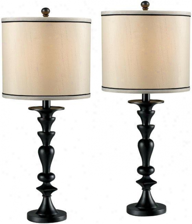 "bobbin Index Lamp - Set Of 2 - 29""h, Dark Graphite"