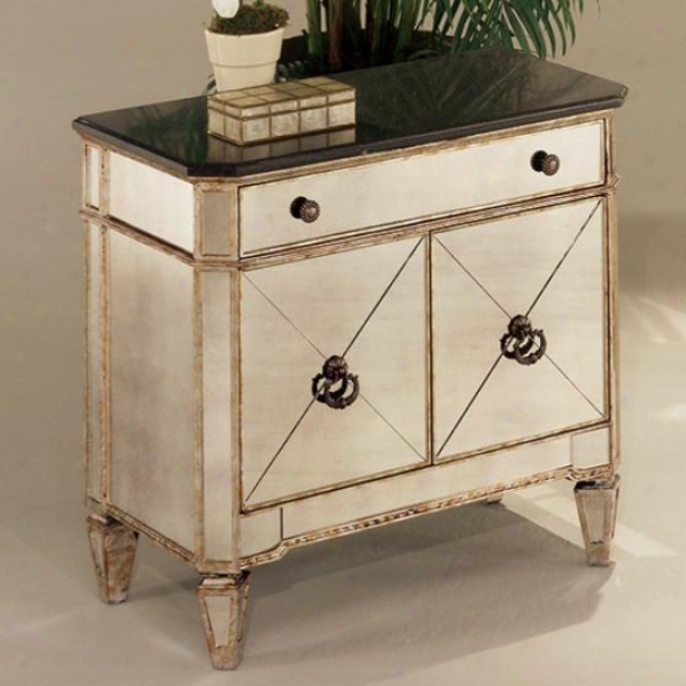 "borghese Mirdored Commode Table - 29""hx30""wx17""d, Mirrored"