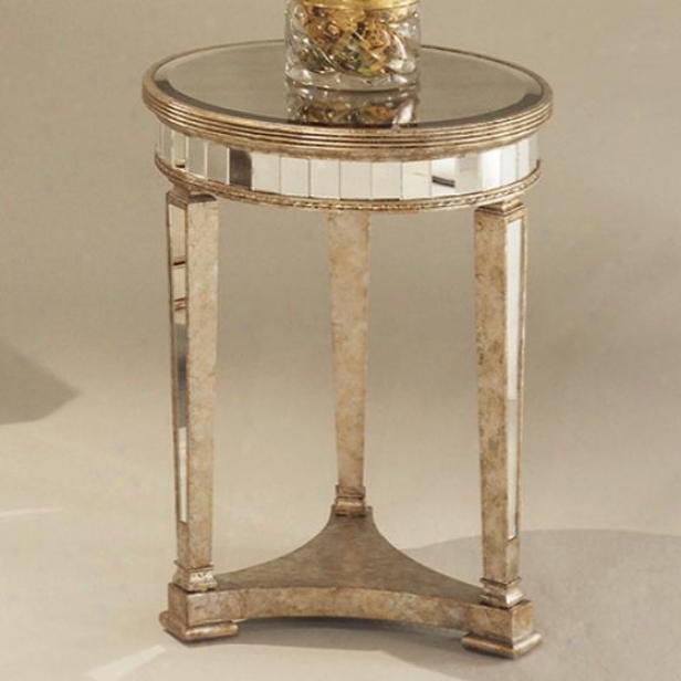 "borghese Mirrored Round Side End Table - 26""hx20""dia, Mirrorwd"